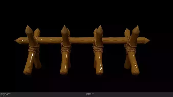Stylized Medieval Wooden Barricade Game Ready - AI