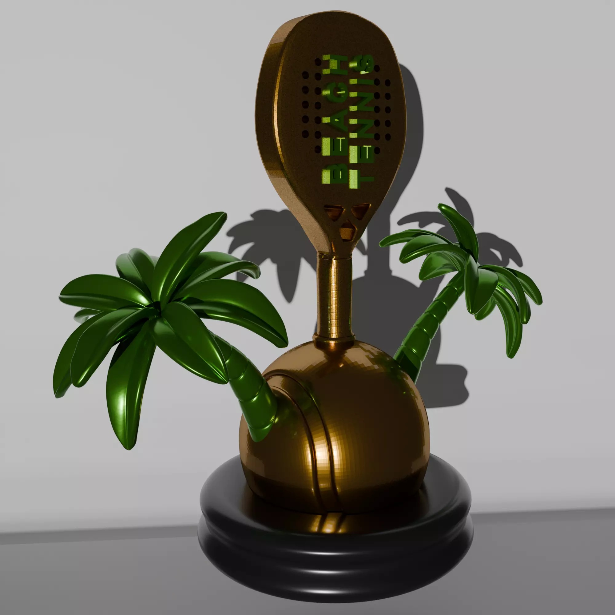 Beach Tennis Trophy 3D Printable STLUnique Palm Design 26cm 3D print model