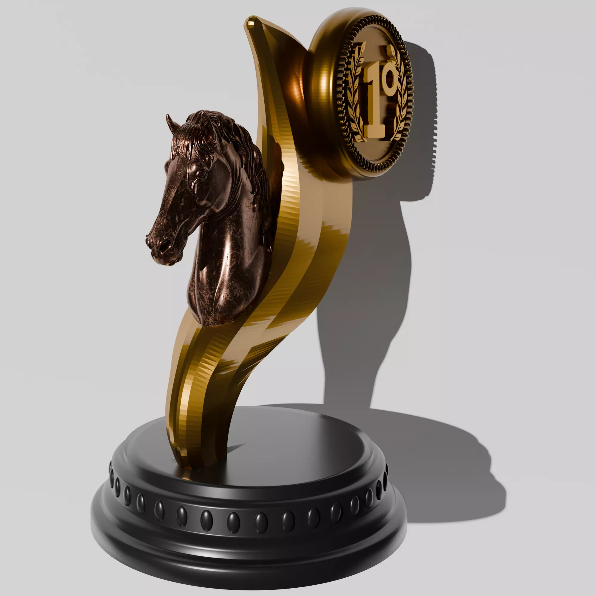 Horse Trophy 1st to 5th Place 3D Printable STL Model 3D print model