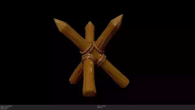 Stylized Medieval Wooden Small Barricade Game Ready - AI