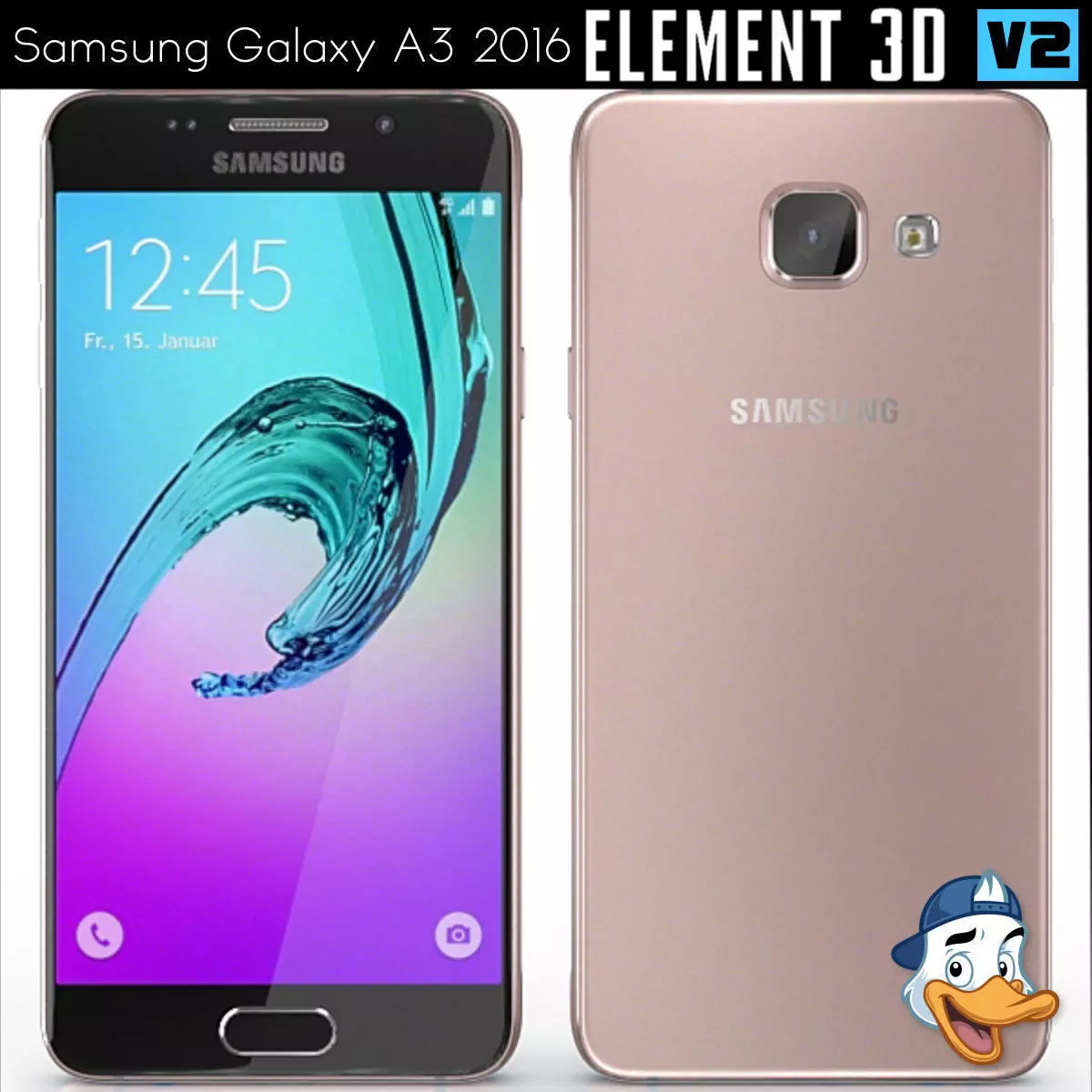 Samsung Galaxy A3 2016 for Element 3D 3D model_0