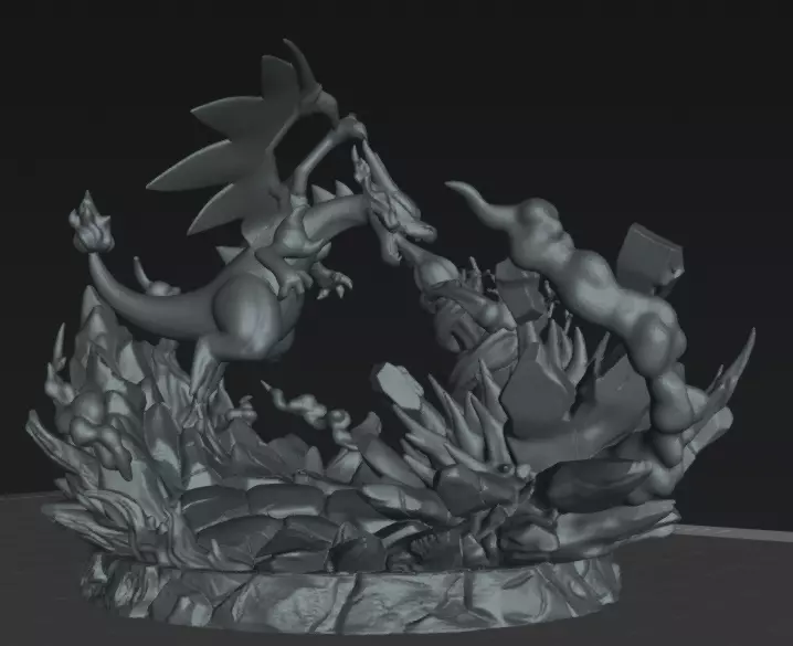 Mega Charizard X Inferno Blast Diorama 3D Model 3D print model