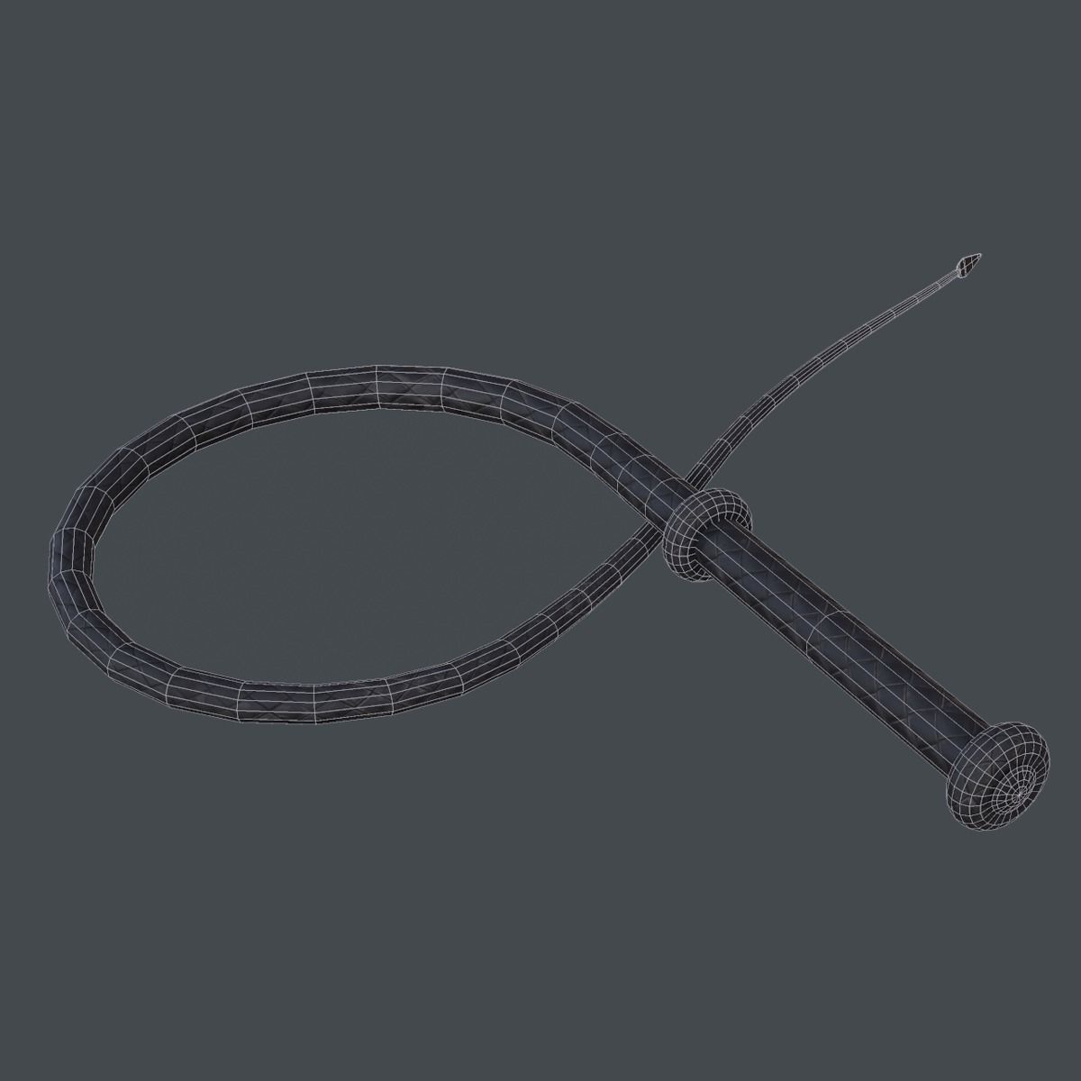 Lowpoly Leather Whip Low-poly 3D model_6
