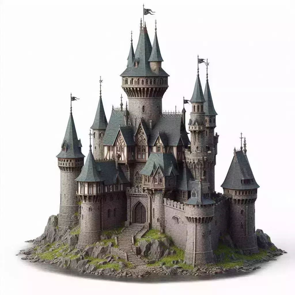 Cartoonic Fantasy Castle 3D Model 3D print model