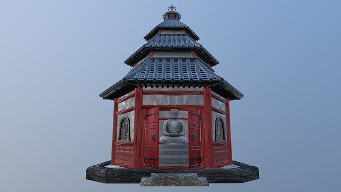 Buddhist Temple Low-poly 3D model