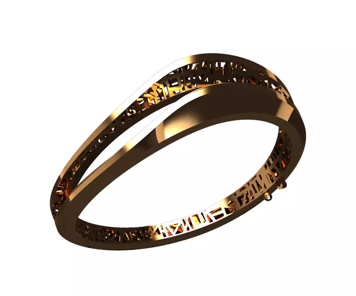1002 Geometric-Cutout Gold Bangle 27gm 3D print model