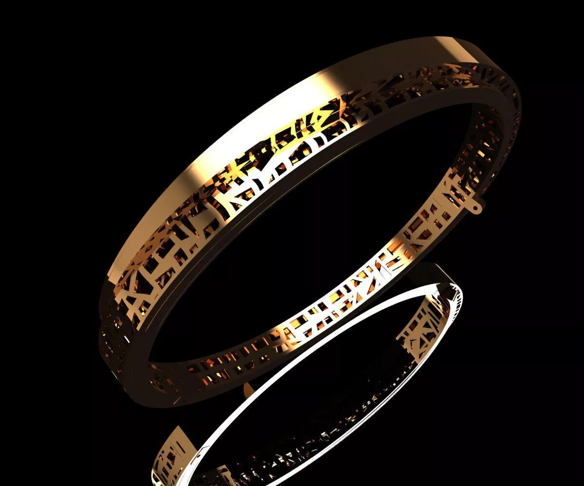 1018 geometric-cutout-gold-bangle 21gm 3D print model