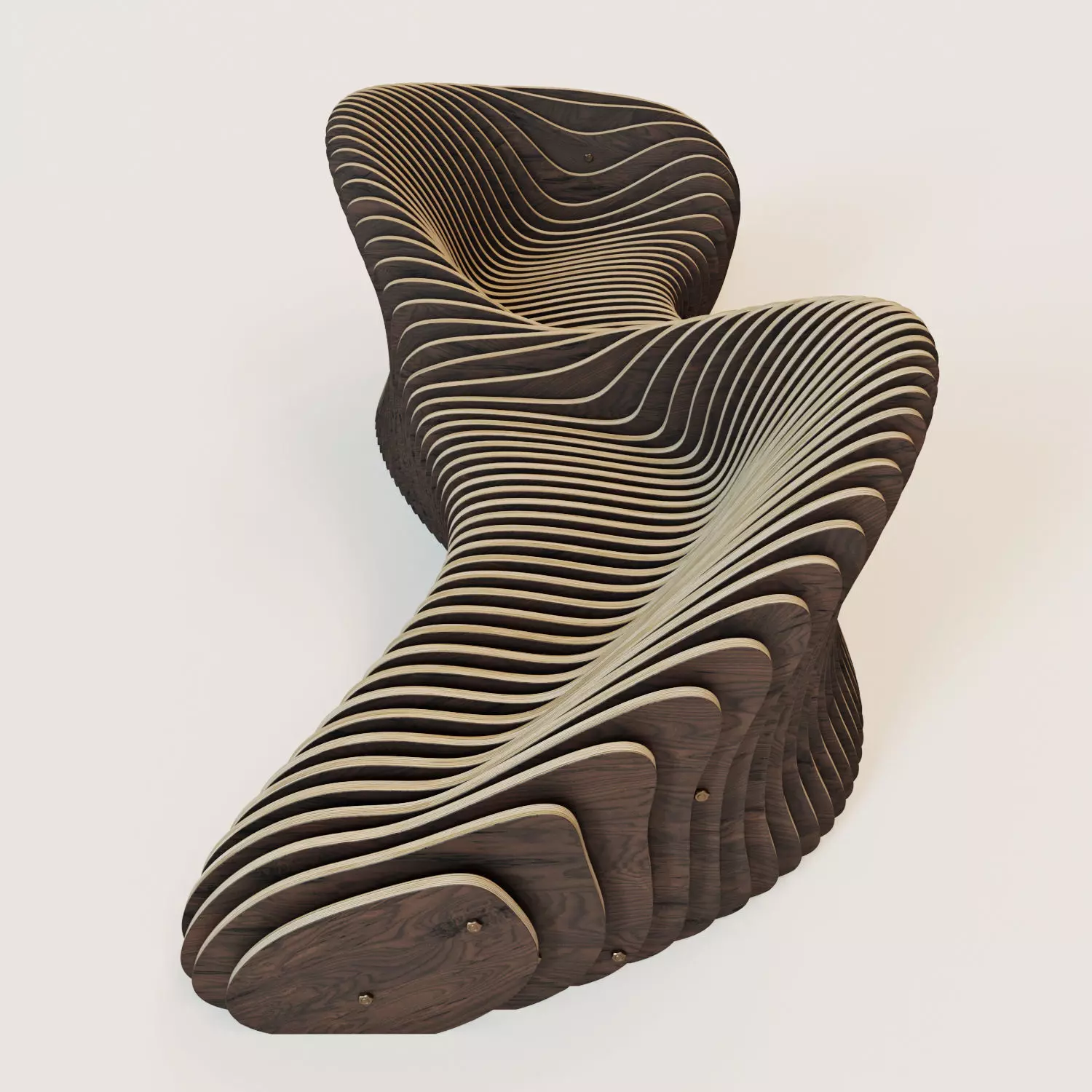 Parametric 2 seeted bench 3D model_0
