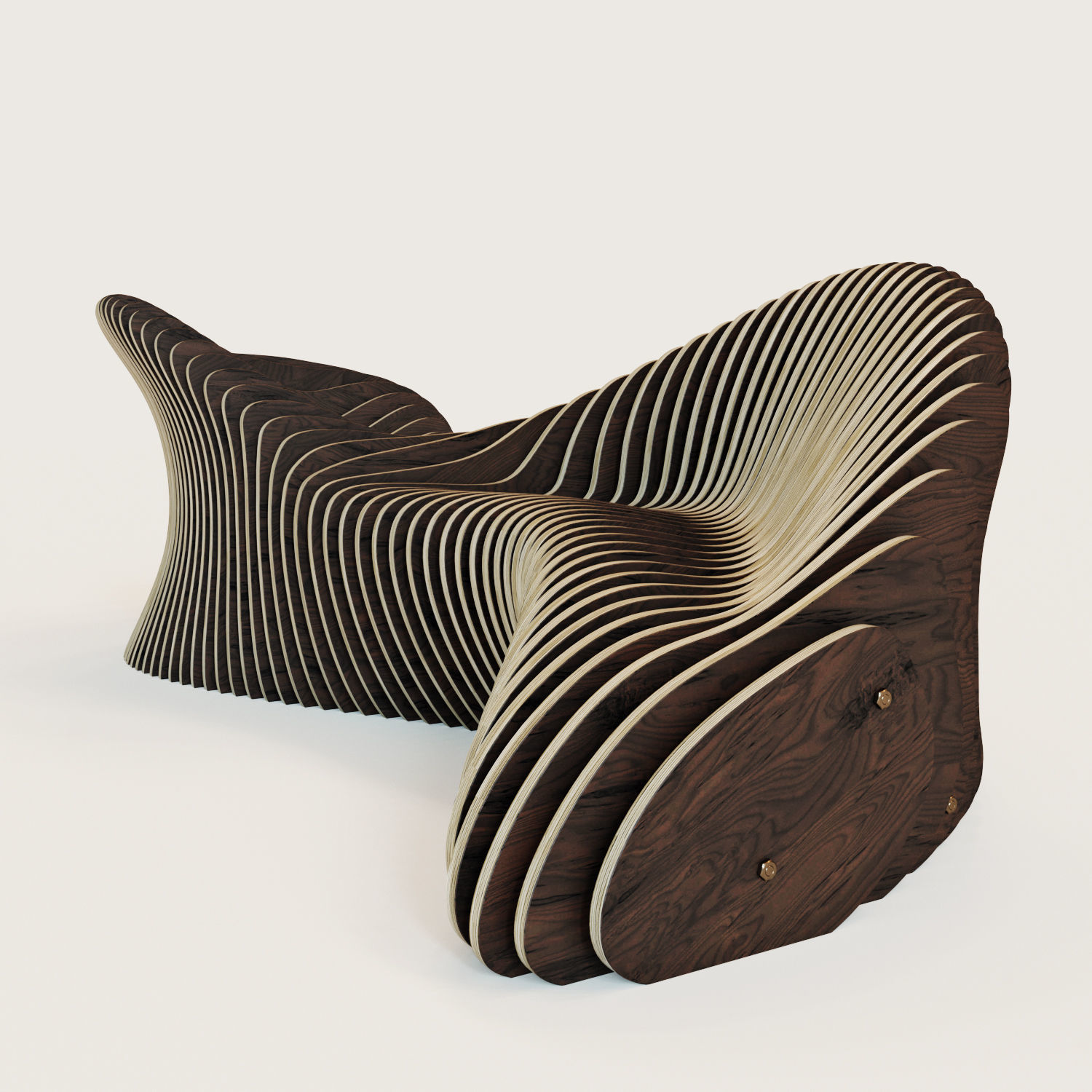 Parametric 2 seeted bench 3D model_2