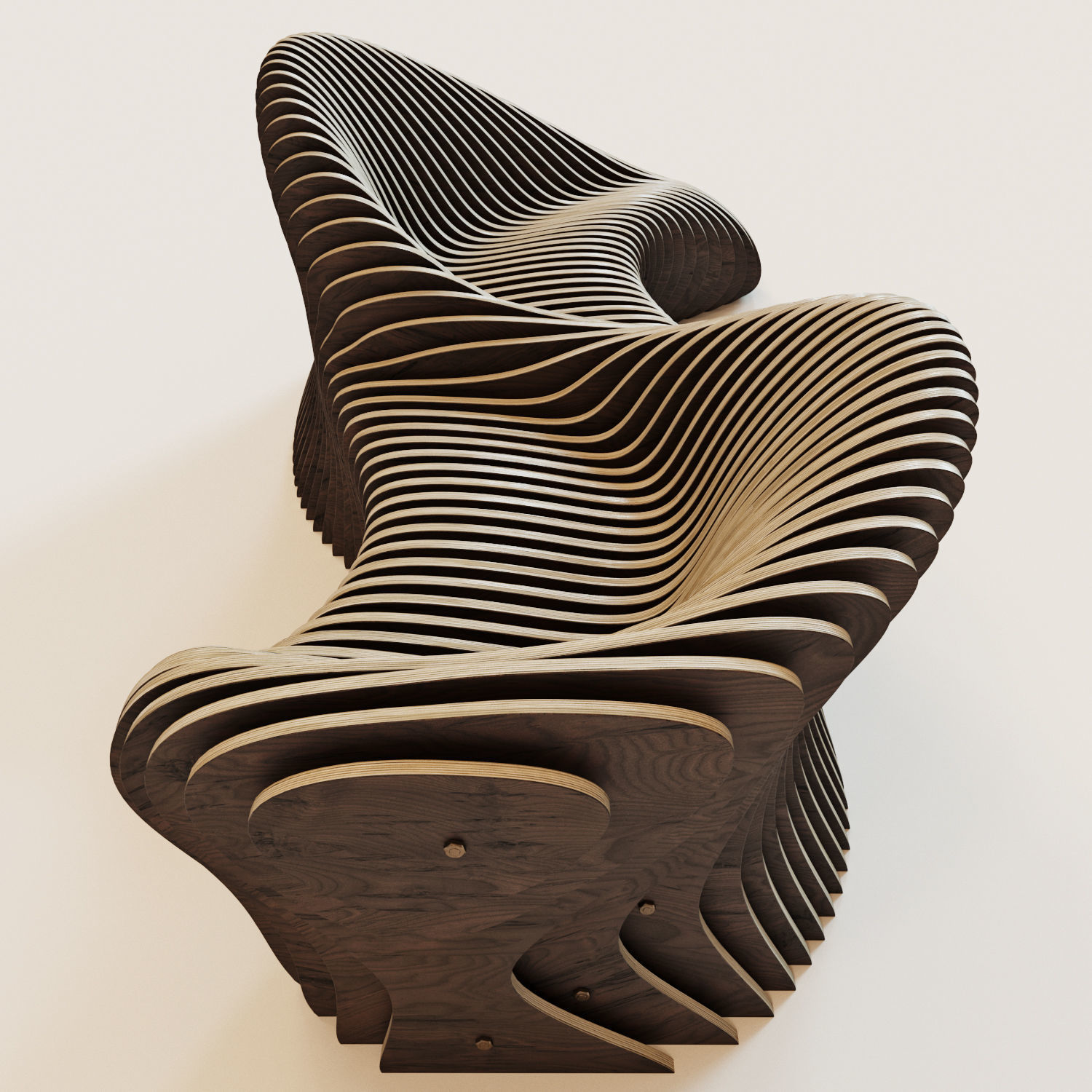 Parametric 2 seeted bench 3D model_1