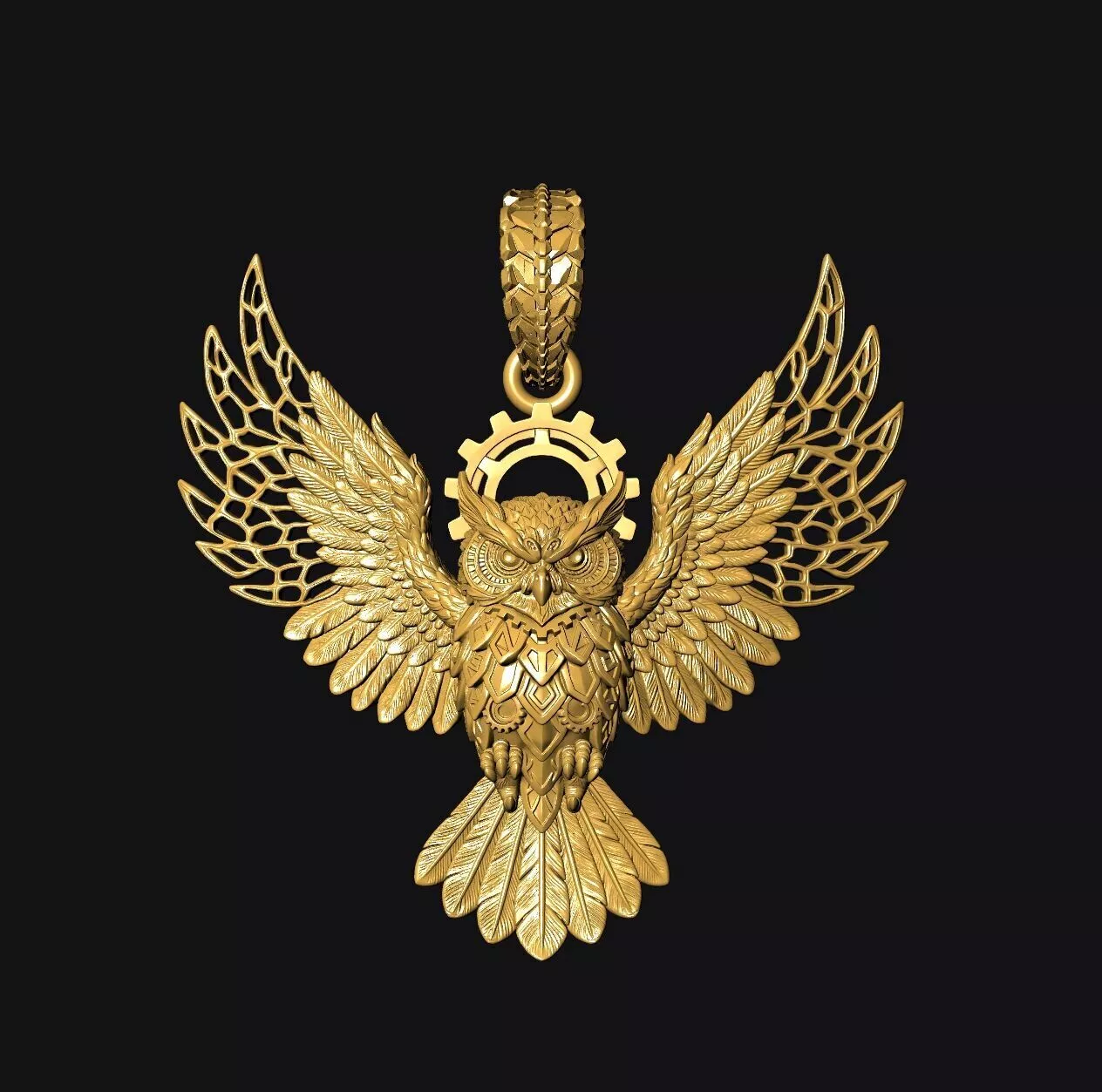 Celestial Gear Owl - one inch pendant 3D print model