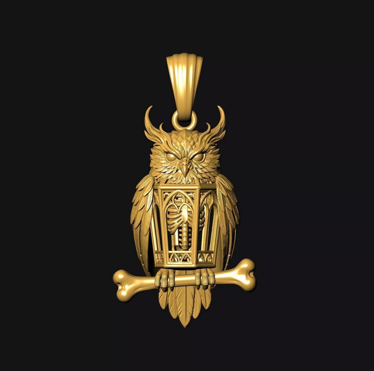 Gothic Keeper Owl - one inch pendant 3D print model