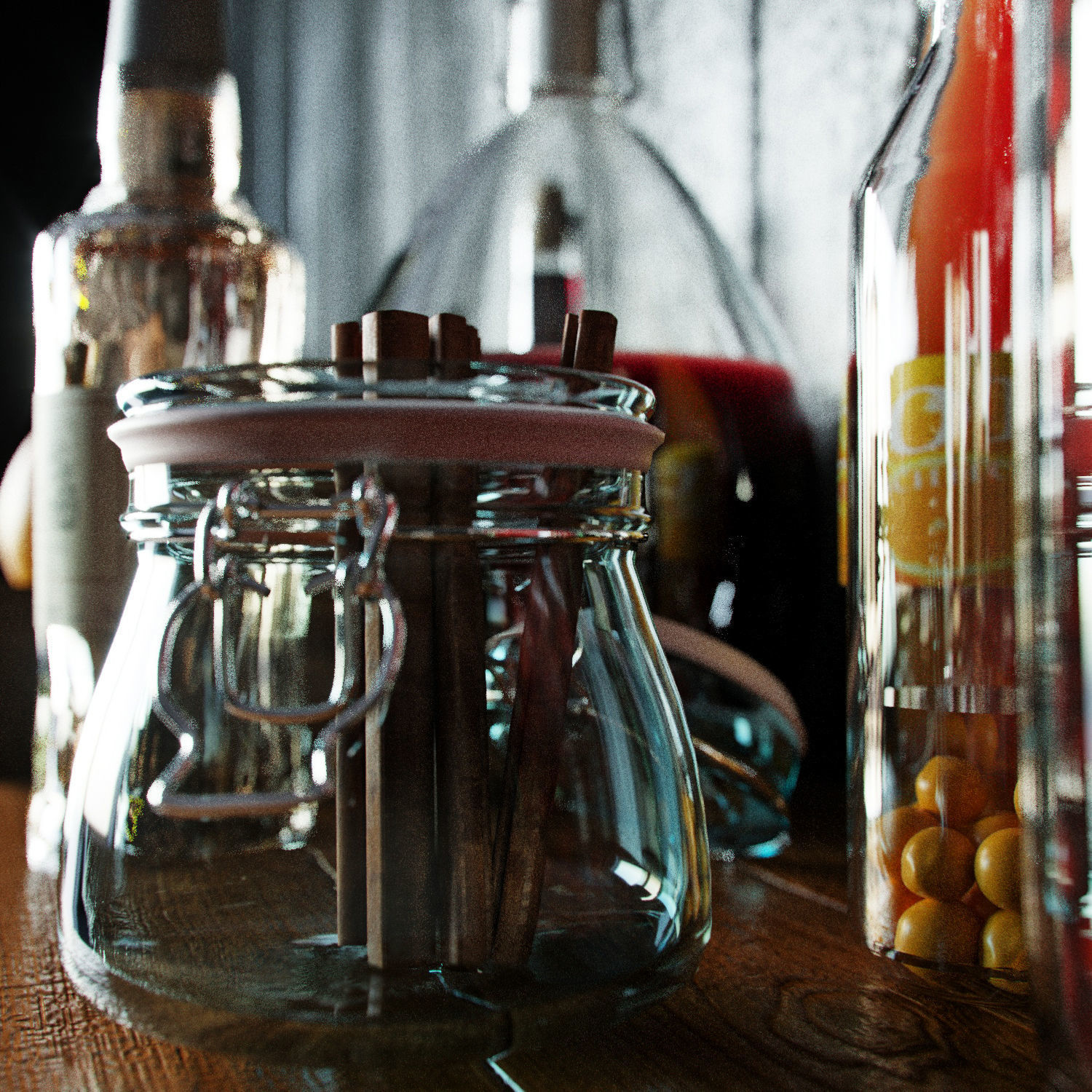 Kitchen set diy wall shelf - floating shelf 3D model_2