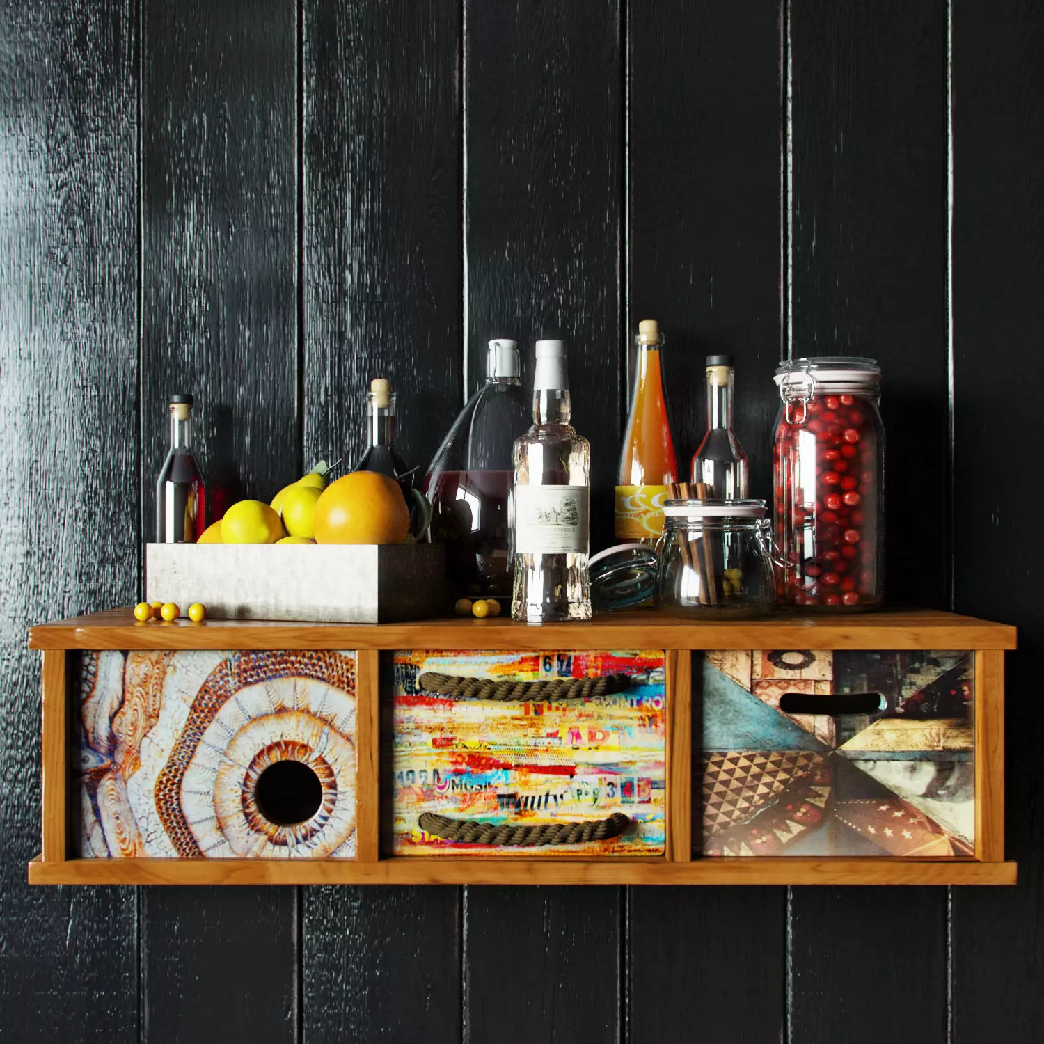 Kitchen set diy wall shelf - floating shelf 3D model_0