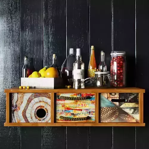 Kitchen set diy wall shelf - floating shelf 3D model