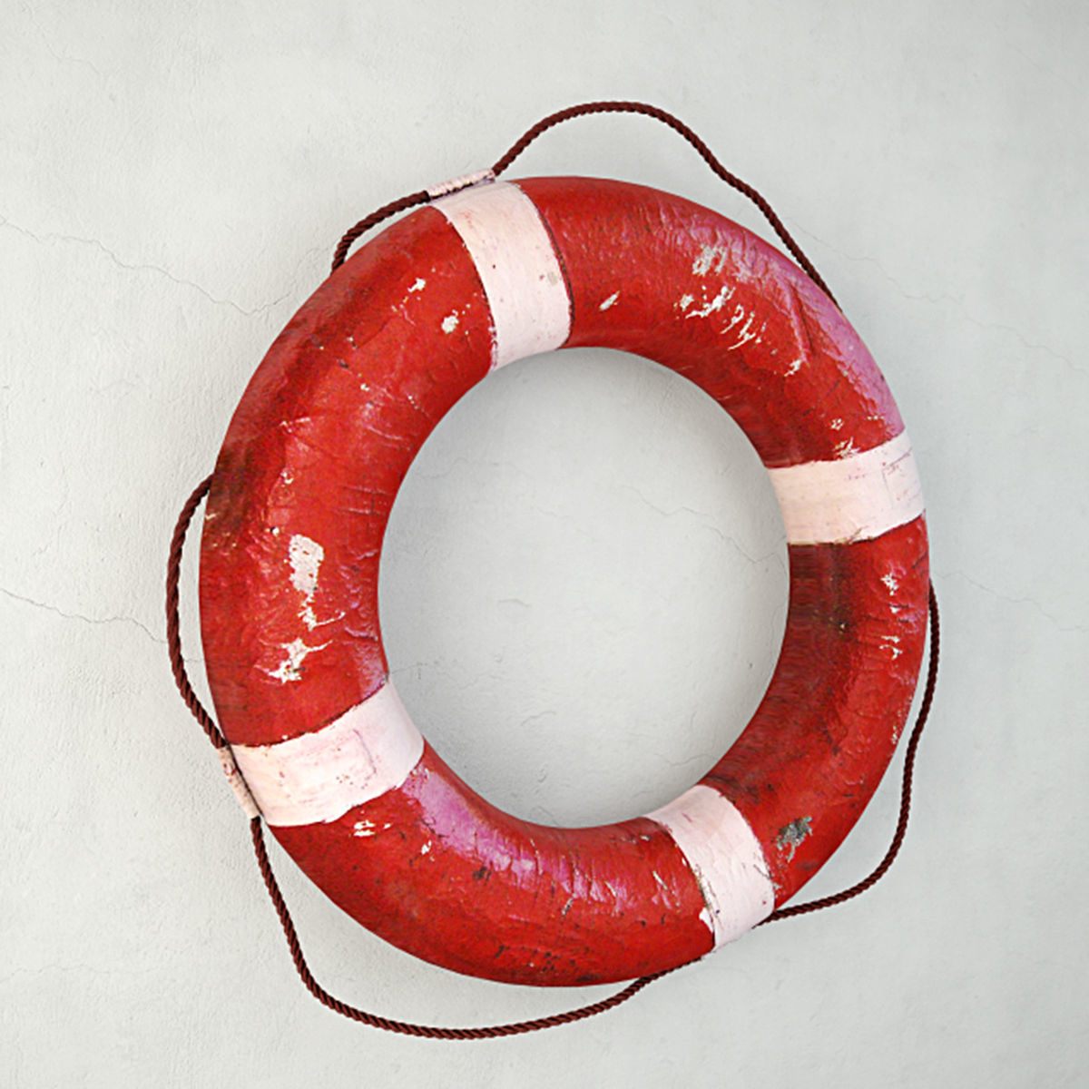 1950s Red and White Life Preserver 3D model_2