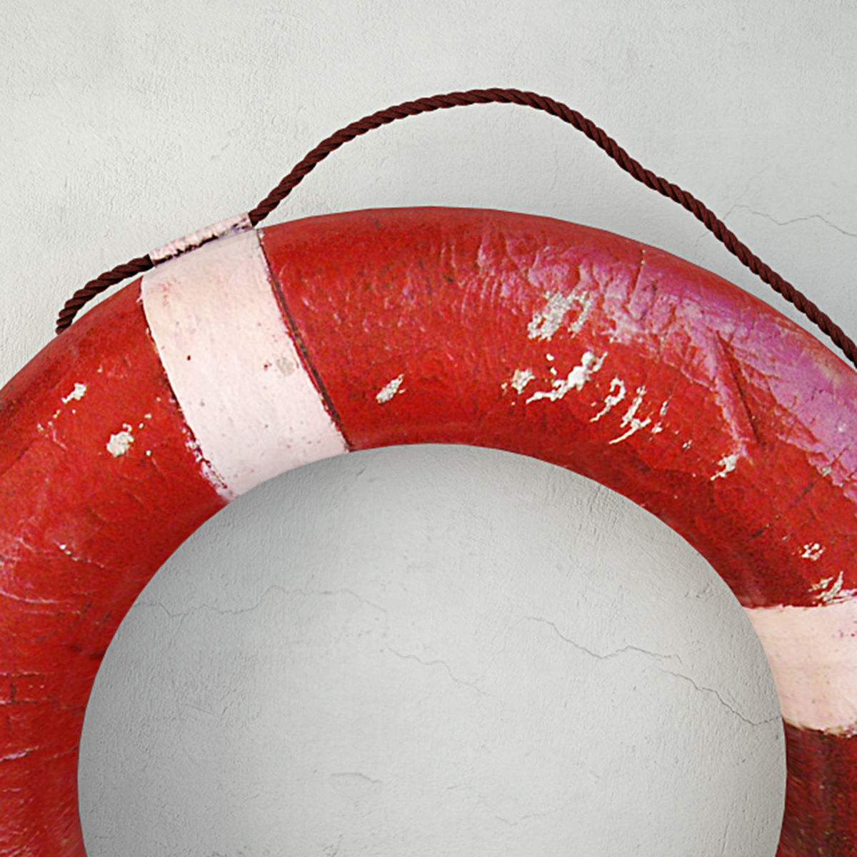 1950s Red and White Life Preserver 3D model_4