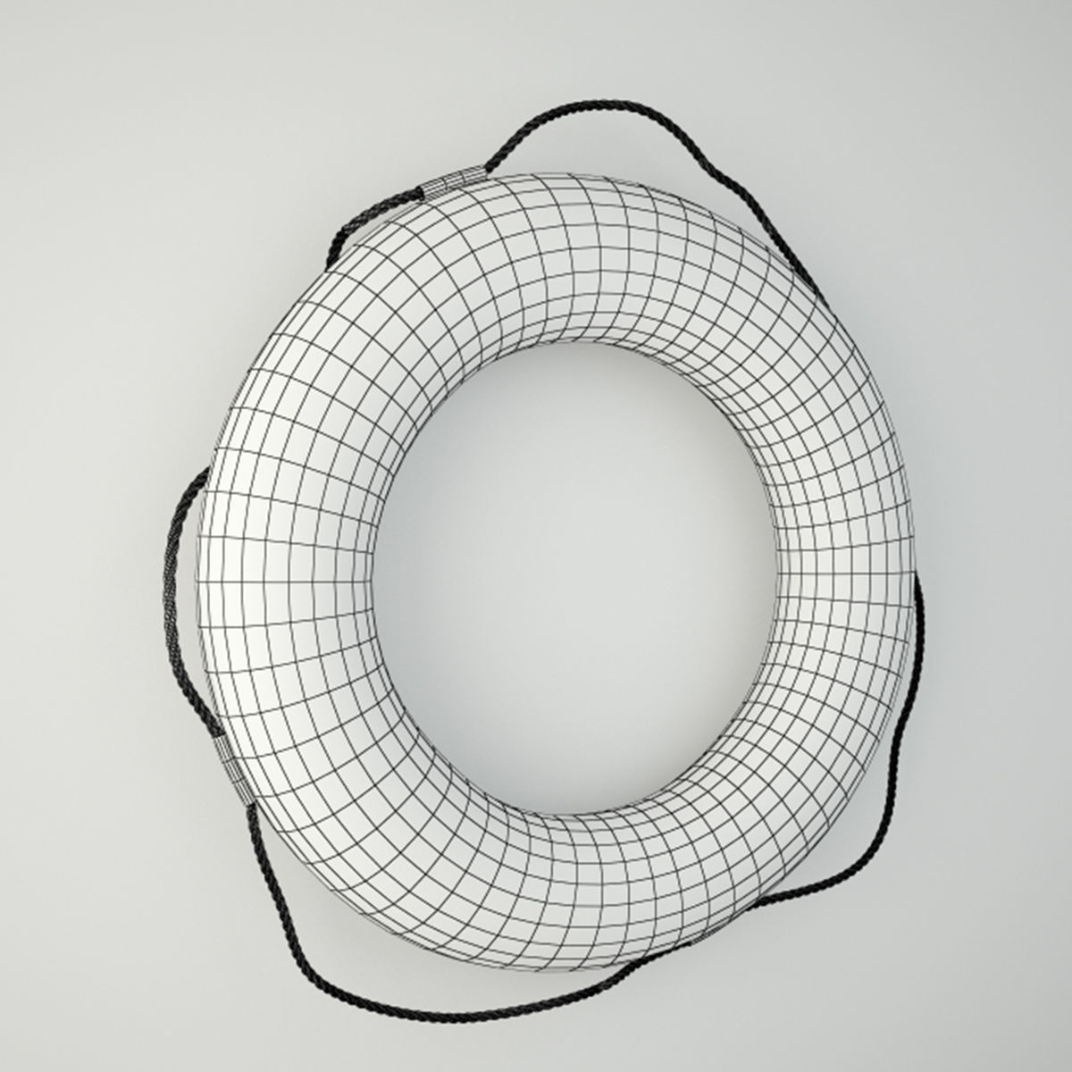 1950s Red and White Life Preserver 3D model_3