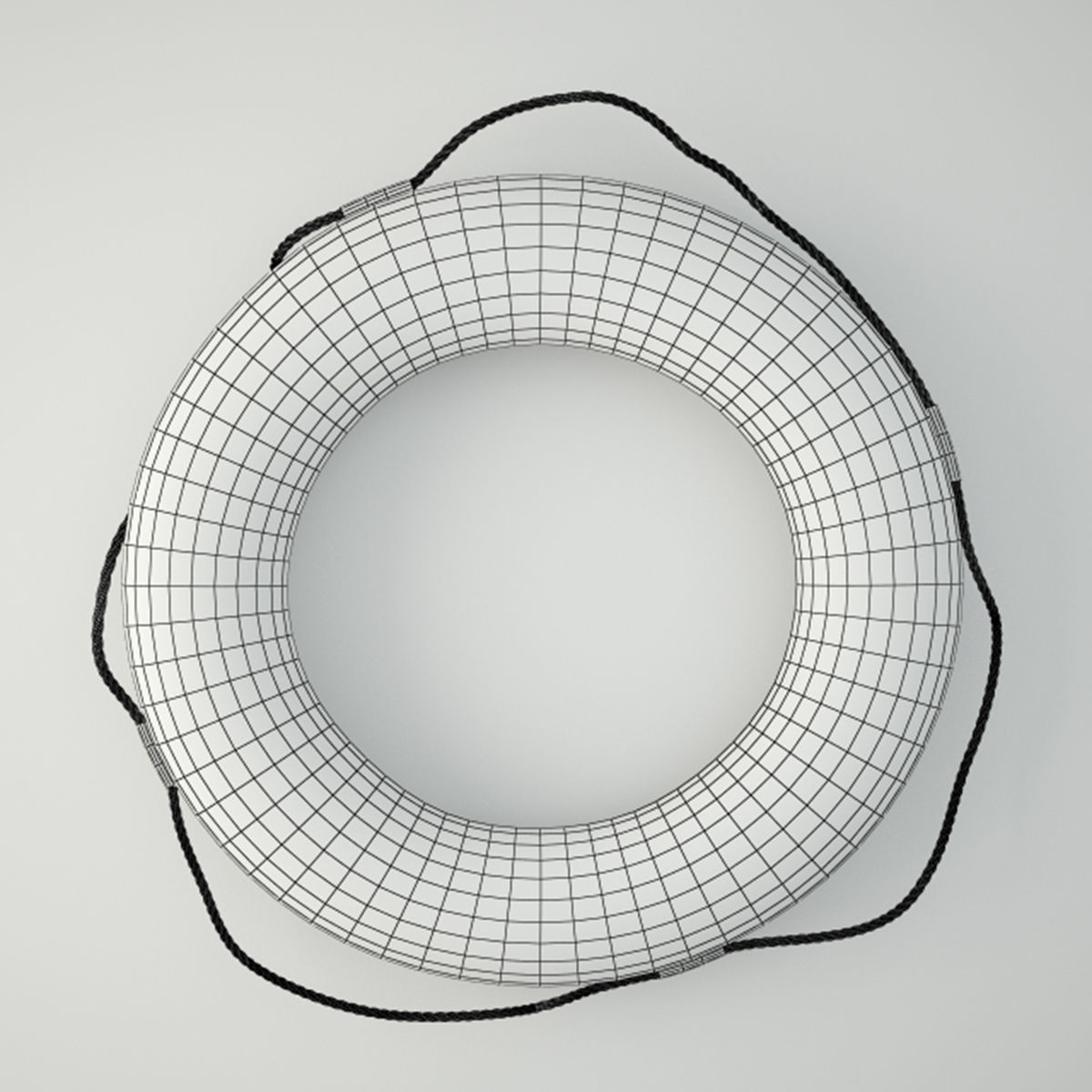 1950s Red and White Life Preserver 3D model_1