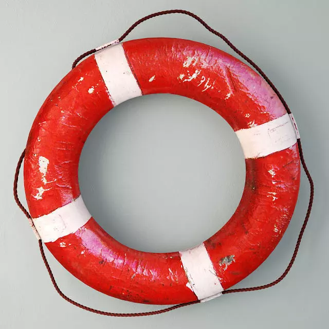 1950s Red and White Life Preserver 3D model_0