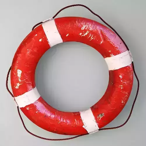 1950s Red and White Life Preserver 3D model