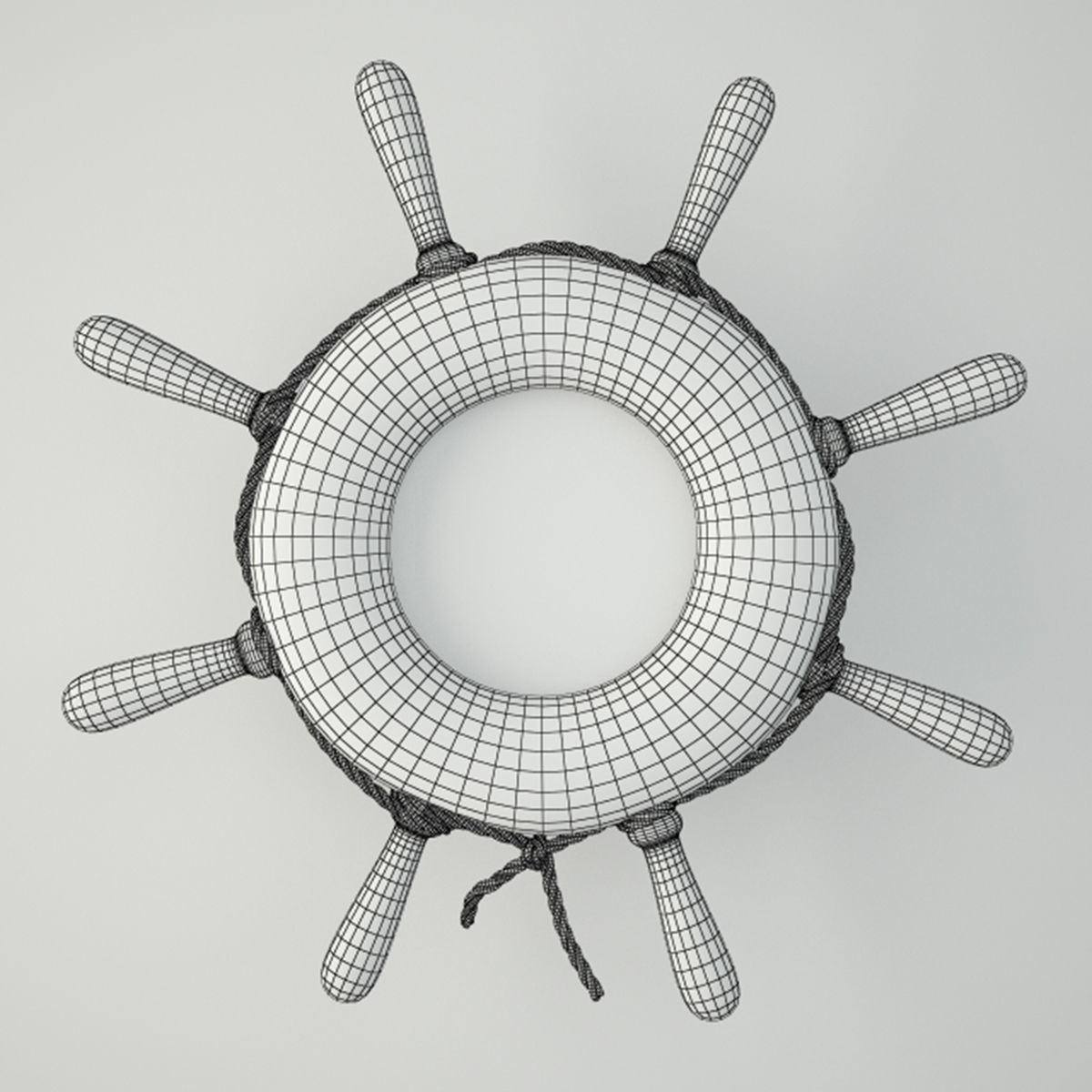 Blue and White Steering Wheel Wall Mirror 3D model_2