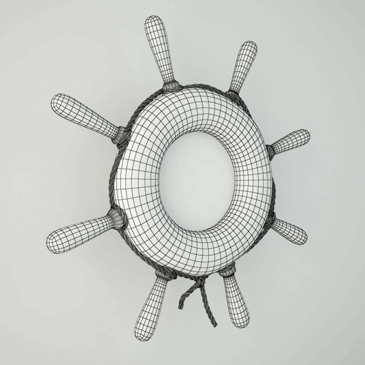 Blue and White Steering Wheel Wall Mirror 3D model_4