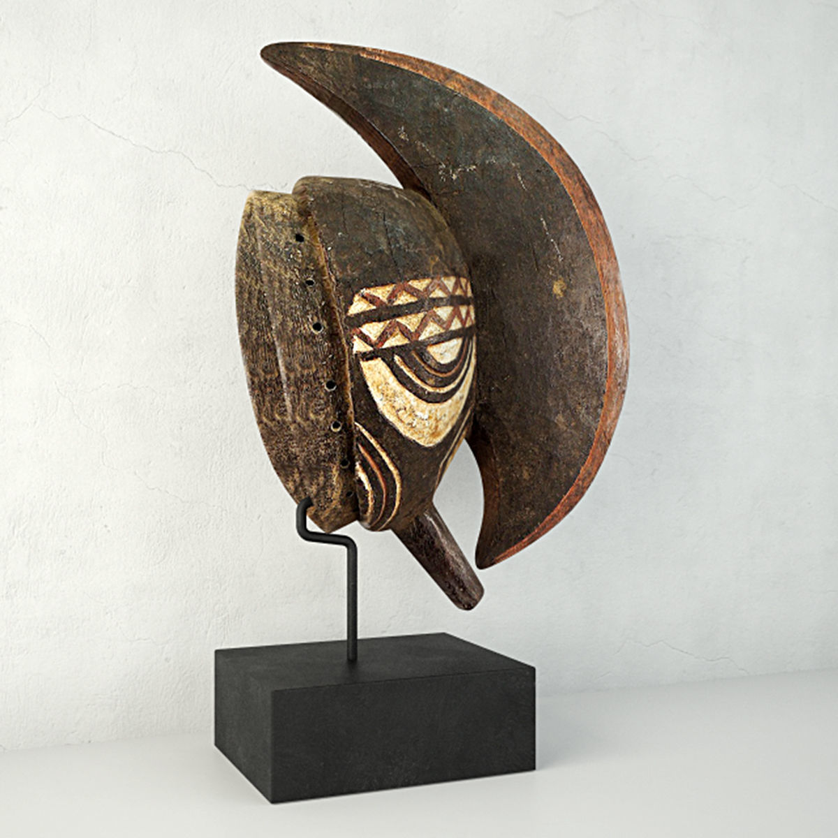 Bobo Mohawk Mask Headcrest on Stand 3D model_1