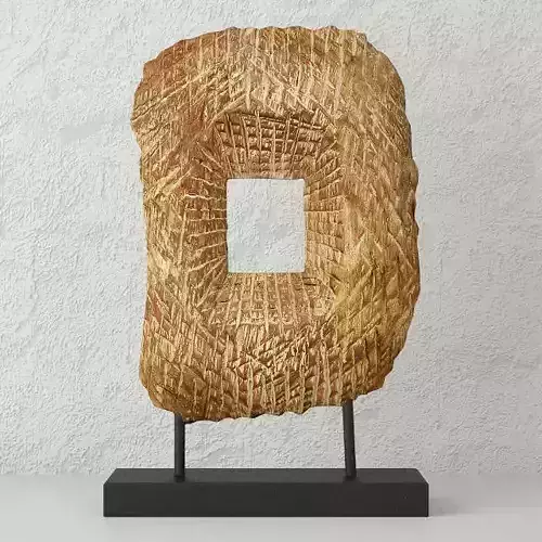 Carved Wood Sculpture on Stand 3D model
