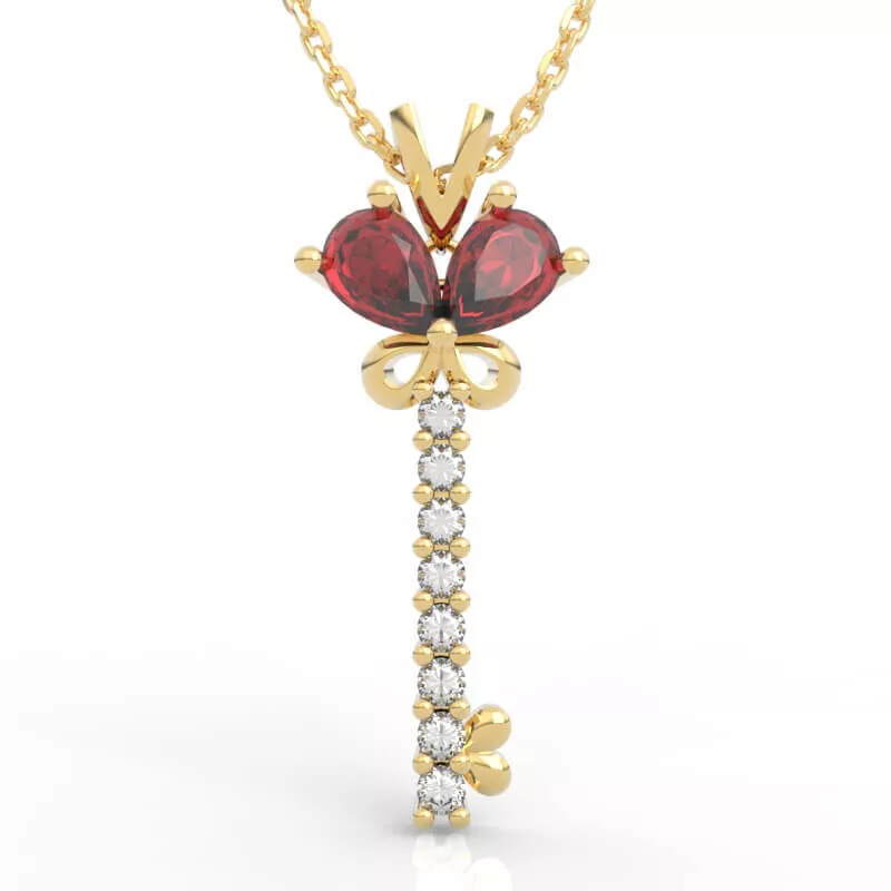 Premium Butterfly Pear Gem Key Pendant 3D print model