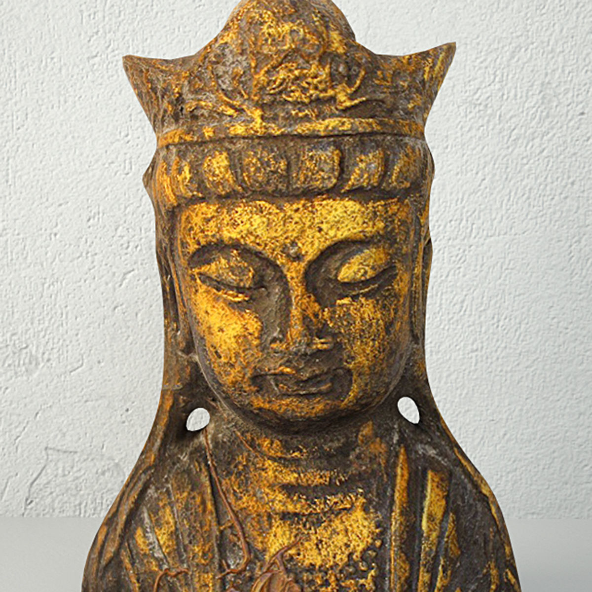 Gold Leafed Metal Buddha Head 3D model_3