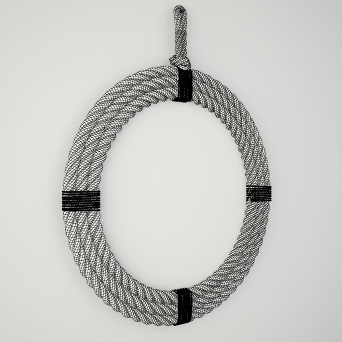 Round Hanging Rope Mirror 3D model_2