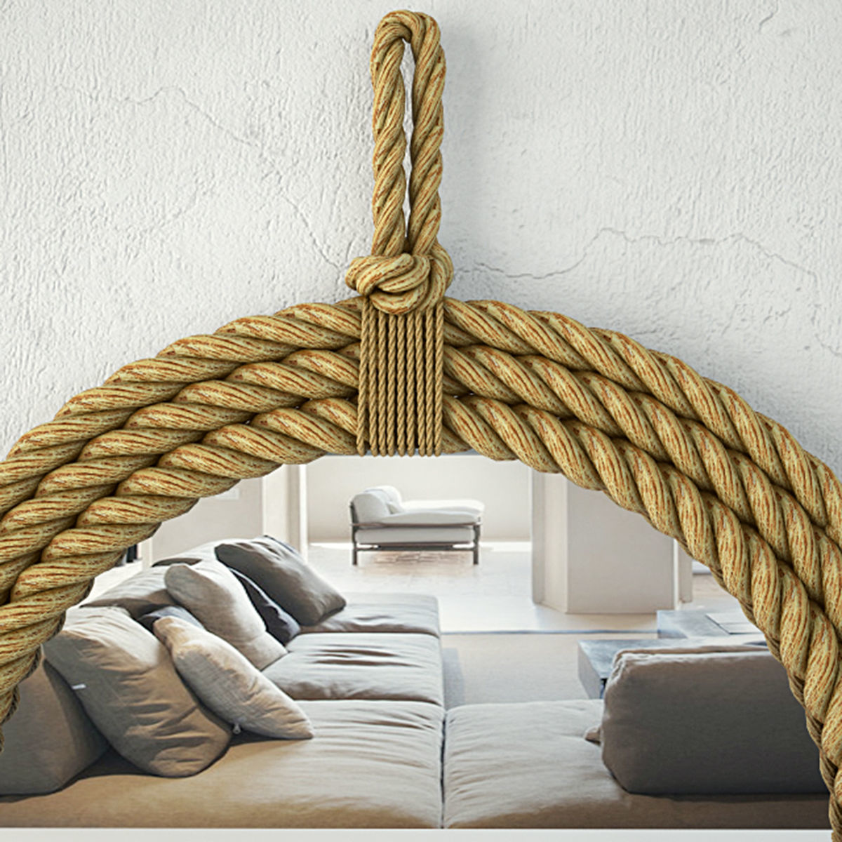 Round Hanging Rope Mirror 3D model_3