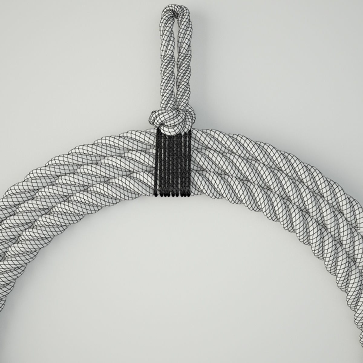 Round Hanging Rope Mirror 3D model_4