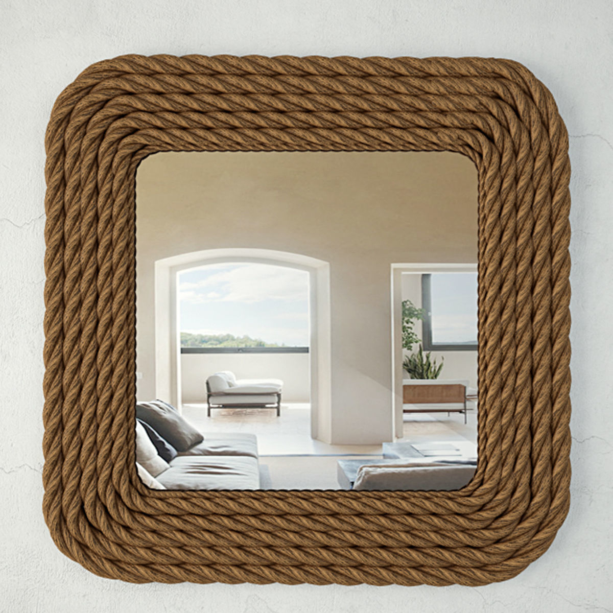 Square Nautical Rope Wall Mirror 3D model_1