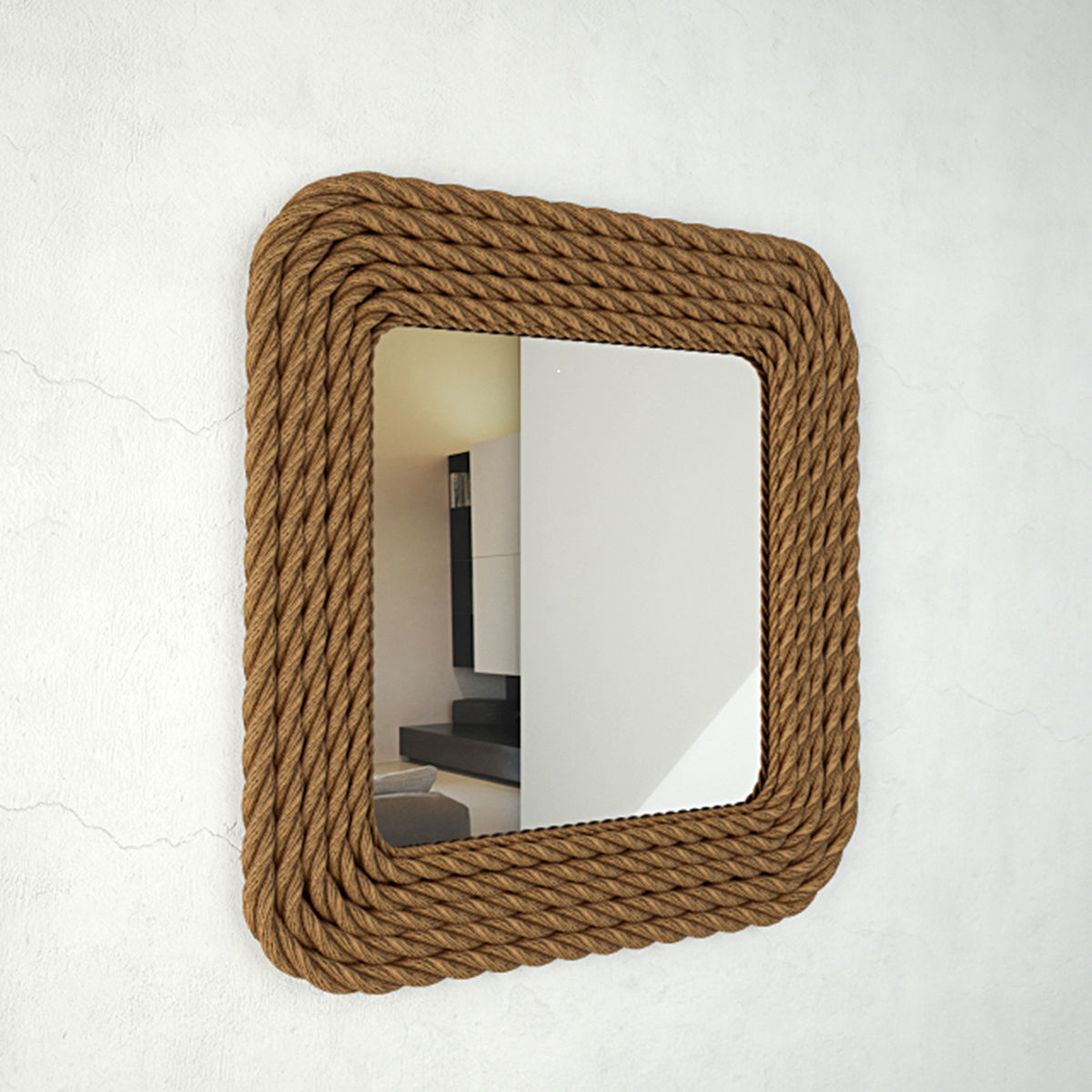 Square Nautical Rope Wall Mirror 3D model_3