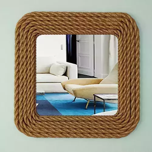 Square Nautical Rope Wall Mirror 3D model