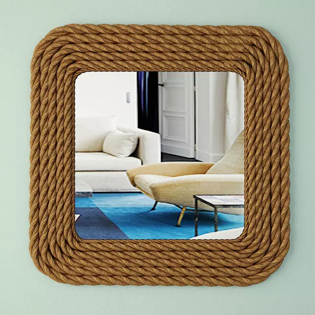 Square Nautical Rope Wall Mirror 3D model_0