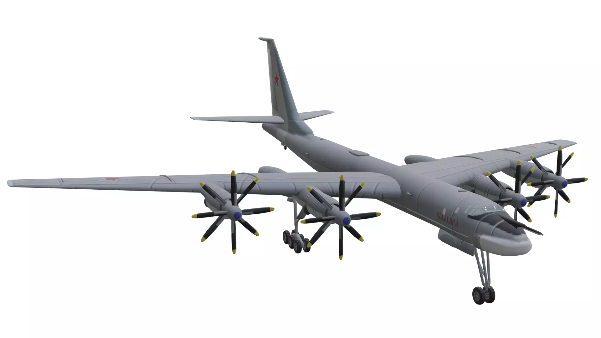 Tupolev Tu-95 Bear Low-poly 3D model