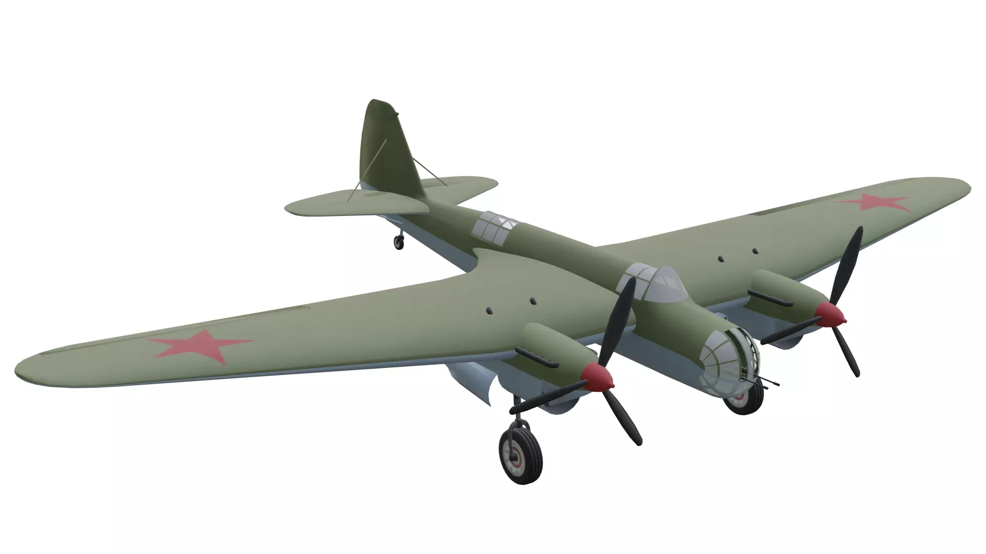 Tupolev SB 2Bis M-103 Low-poly 3D model