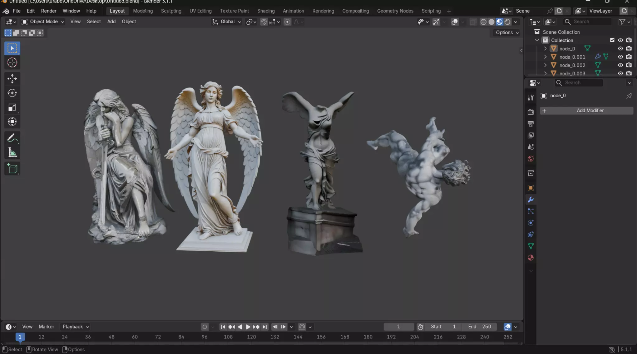 Angel Statue Pack 3D model