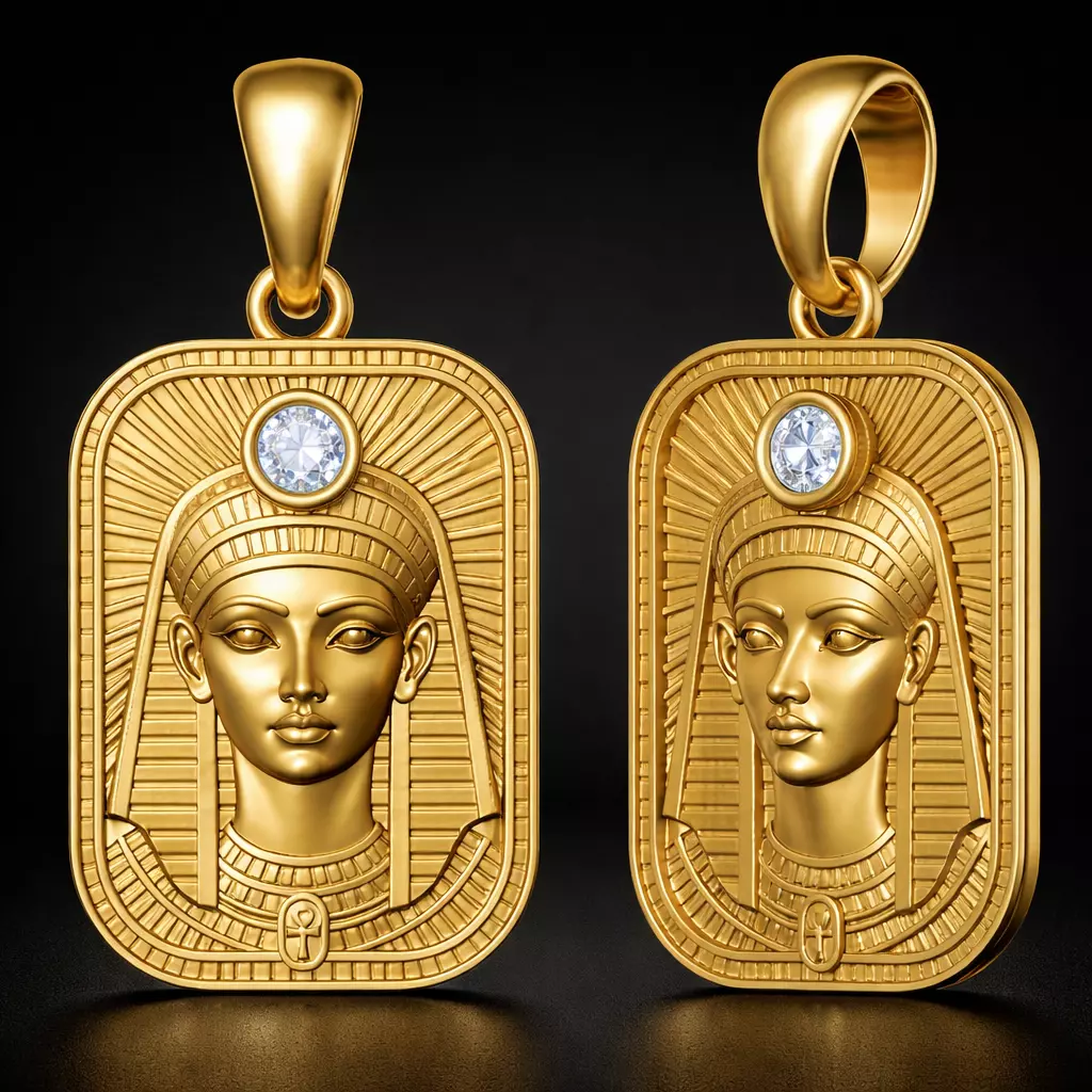 Egyptian Queen Pendant STL Cleopatra Style Relief Jewelry 3D print model