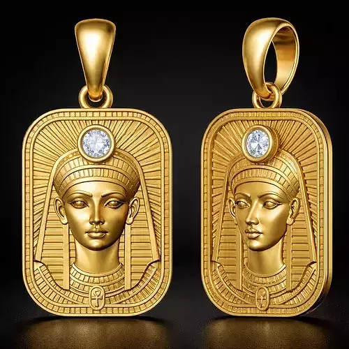 Egyptian Queen Pendant STL  Cleopatra Style Relief Jewelry