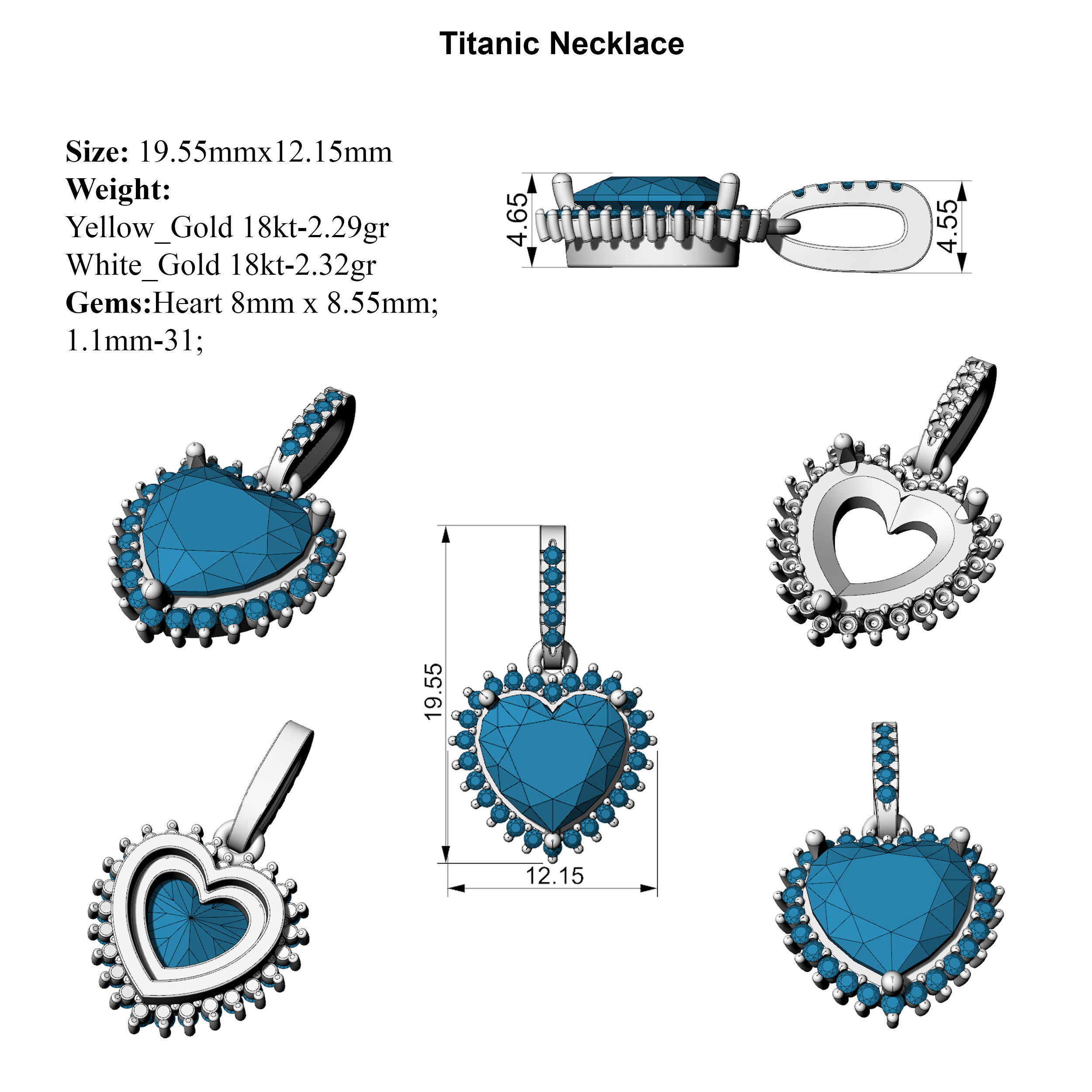 Titanic Necklace 3D print model_4