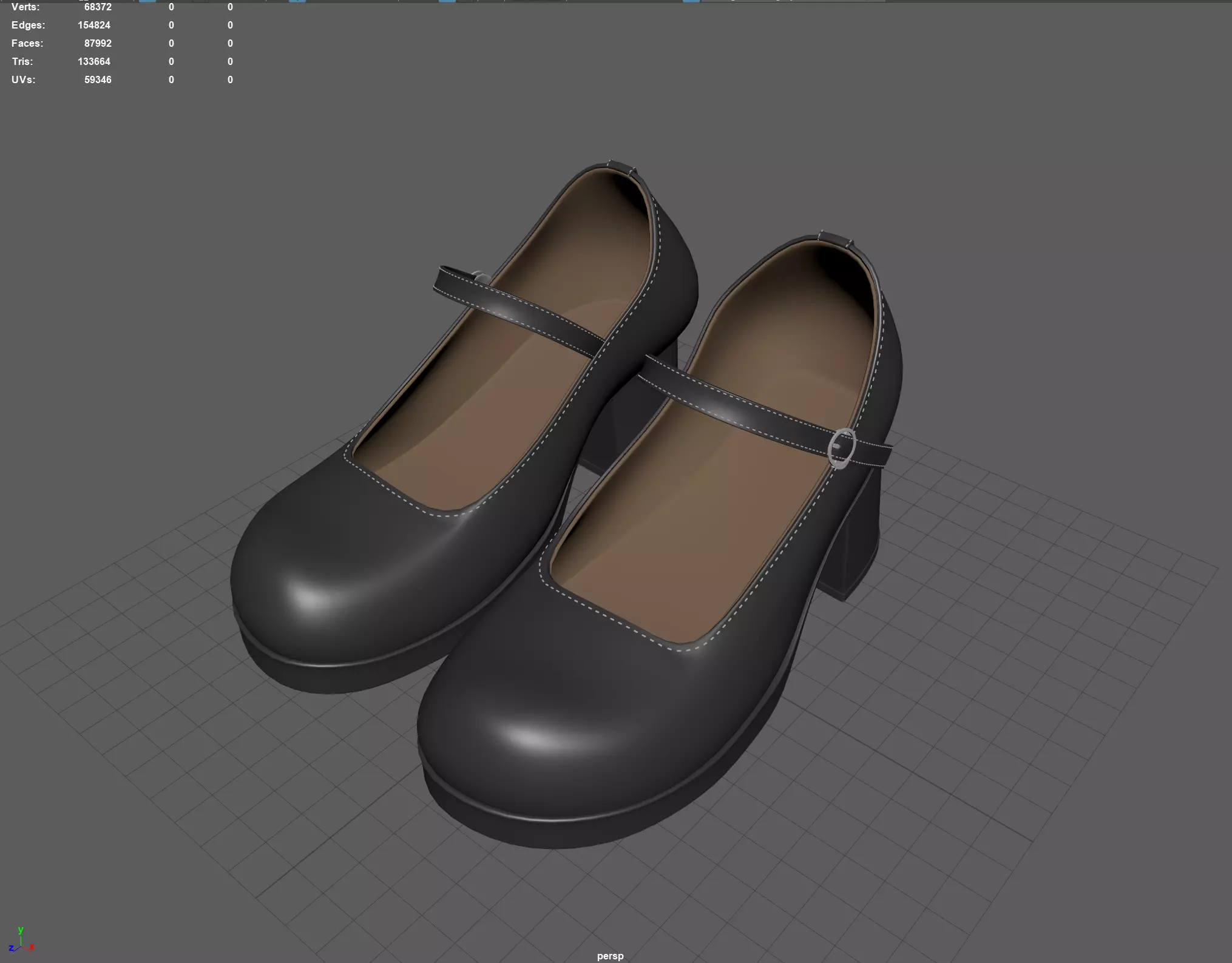 Glossy Mary Jane shoes 3D model