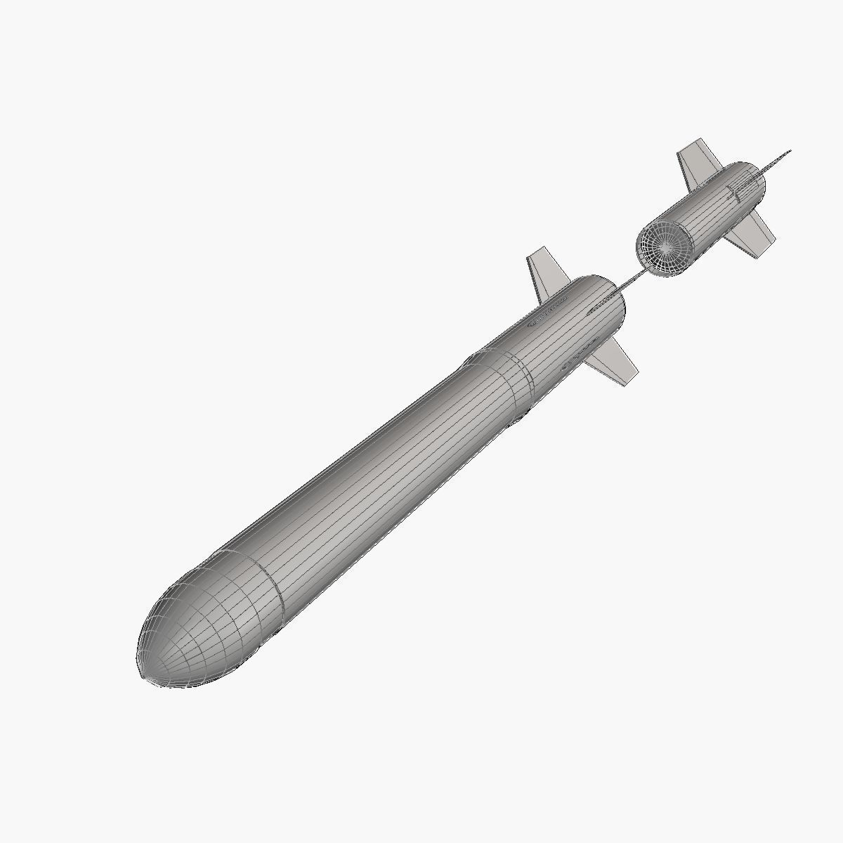 RUR-5 ARSOC Missile Low-poly 3D model_8