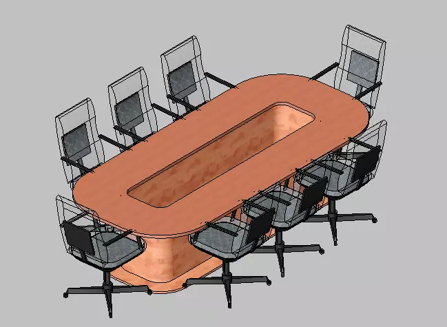Modern Oval Conference Table with Ergonomic Chairs 3D model