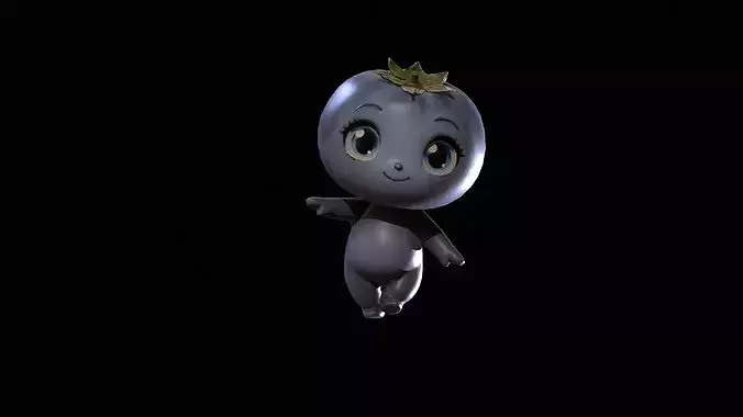 Chibi Fruit Blueberry Low-poly 3D model 3