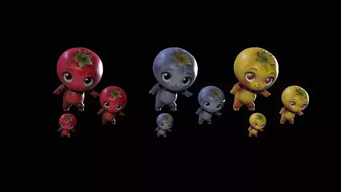 Chibi Fruit Blueberry Low-poly 3D model 6