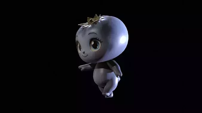 Chibi Fruit Blueberry Low-poly 3D model 4